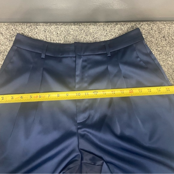 WAYF 2 Pc Blue Satin Crop Tie Top Wide Leg Pants W/pockets Parties Celebrating M - Picture 16 of 17